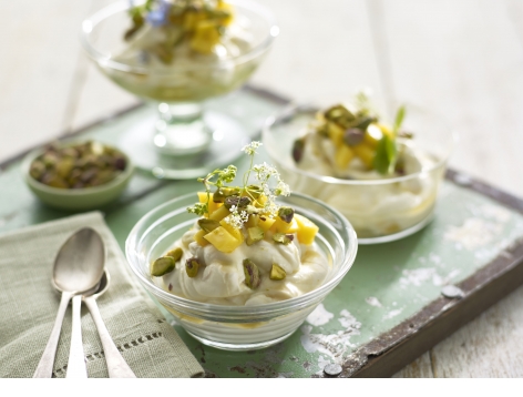 Mango, Pistachio & Cardamon Pudding