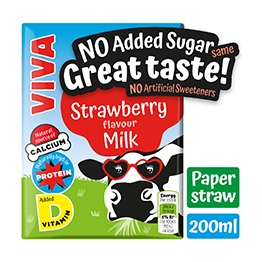 VIVA Strawberry Milk Drink - No Added Sugar 200ml