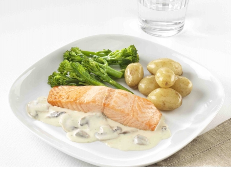 Baked Salmon and Mushroom Sauce