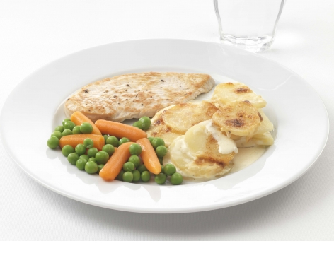 Turkey Escalope with Dauphinoise Potatoes (Fortified Recipe for Care Homes)