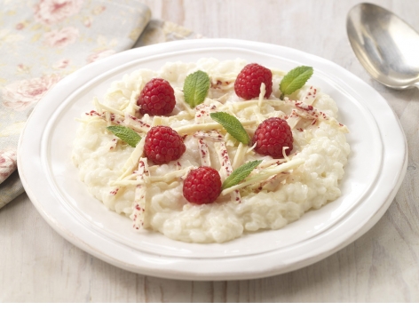 White Chocolate & Raspberry Rice Pudding